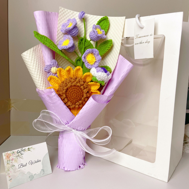 Girasol lirio de los valles ramo de rosas-púrpura (tarjeta de bolsa de regalo)