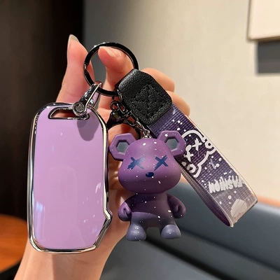 Car key bag – Key Bag K3K4K5Kx3Kx5/7 Smart - kia-e-smart-3-key-single-shell-purple-purple-violent-bear-pendant