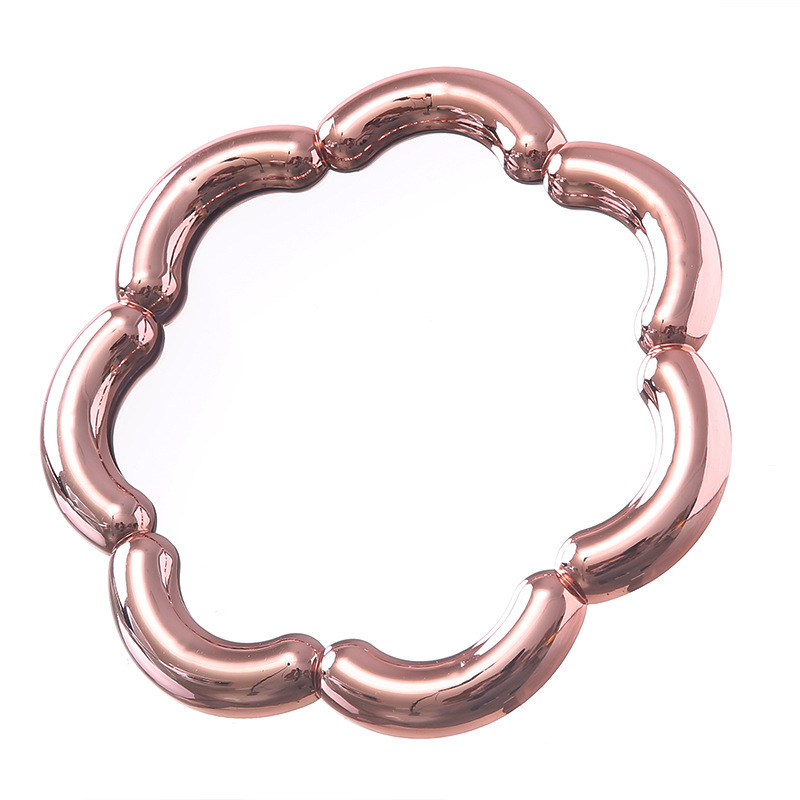 Espejo de flores de viento de crema, mirillo de maquillaje galvanizado, mirillo de maquillaje irregular, dormitorio de estudiantes