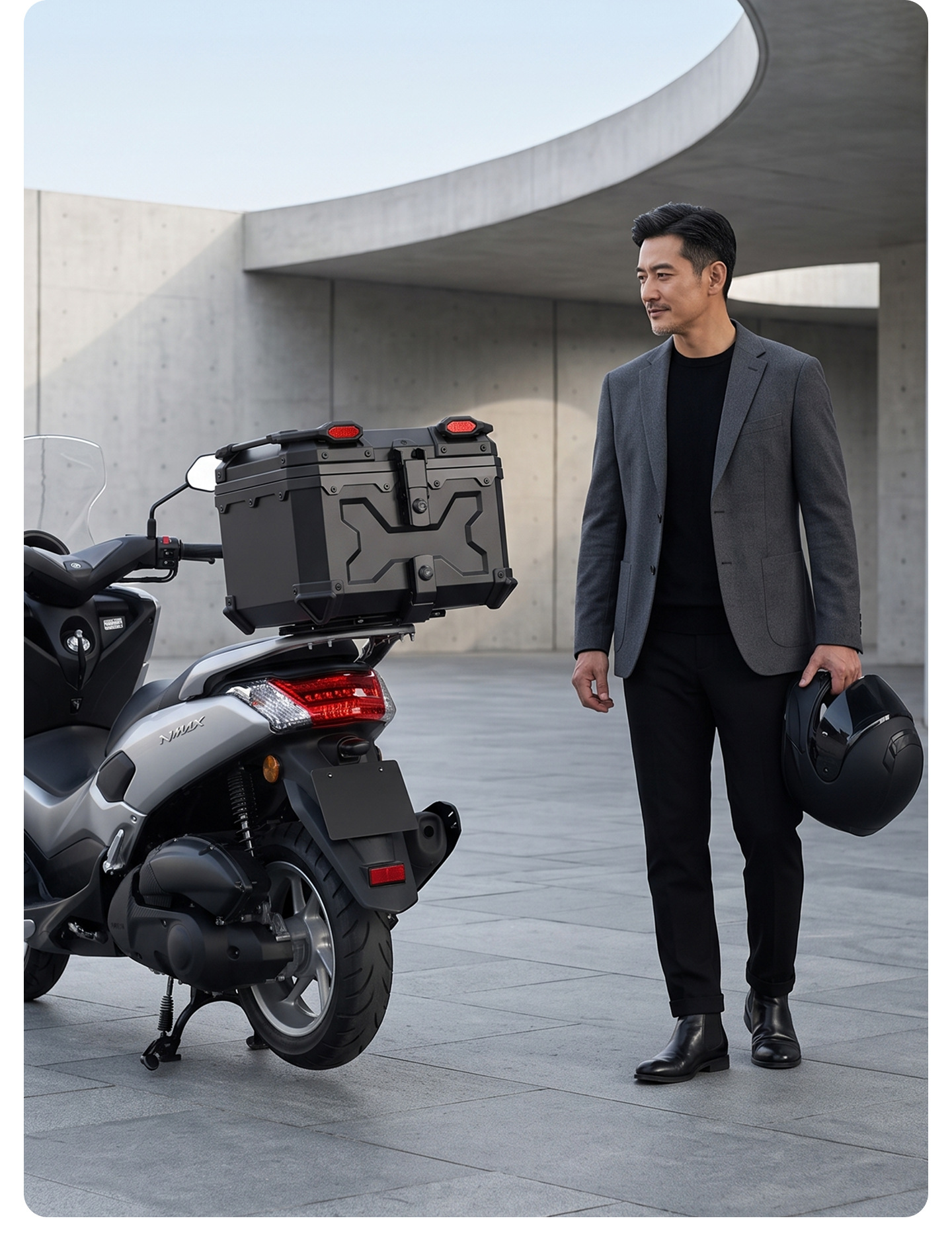 Universal motorcycle rear trunk, quick-release large-capacity non-aluminum alloy tail box for riders' scooters and electric vehicles