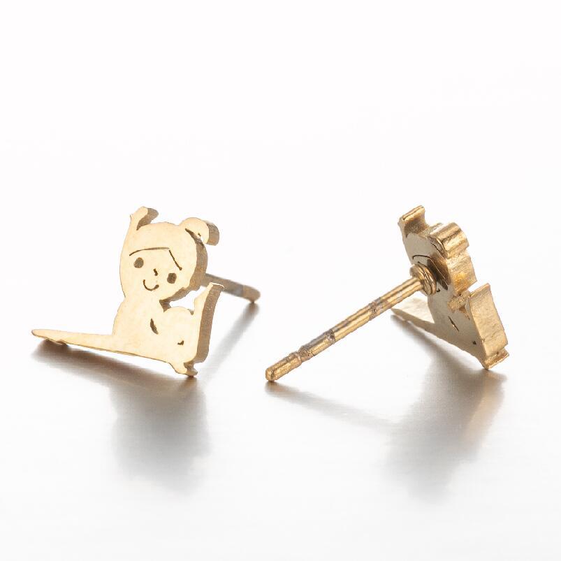 Shopping Occasion 304 Stainless Steel Material Geometric Pattern PVD Coated 18K Gold Real Gold Plated Geometric 304 Stainless Steel Simple Style Waterproof Non Tarnish Ear Studs