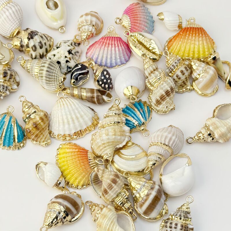 Selected Hot-Selling Exquisite Small Snail Natural Shell Conch Pendant Electroplated Edge Shell Pendant DIY Jewelry Accessories