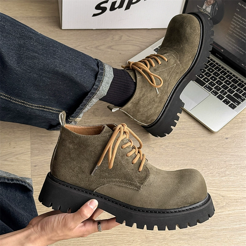 Популярные туфли дерби, высокие ботинки martin на толстой подошве с большим носком, ретро-рабочая одежда, модные модные желтые ботинки 38933-X