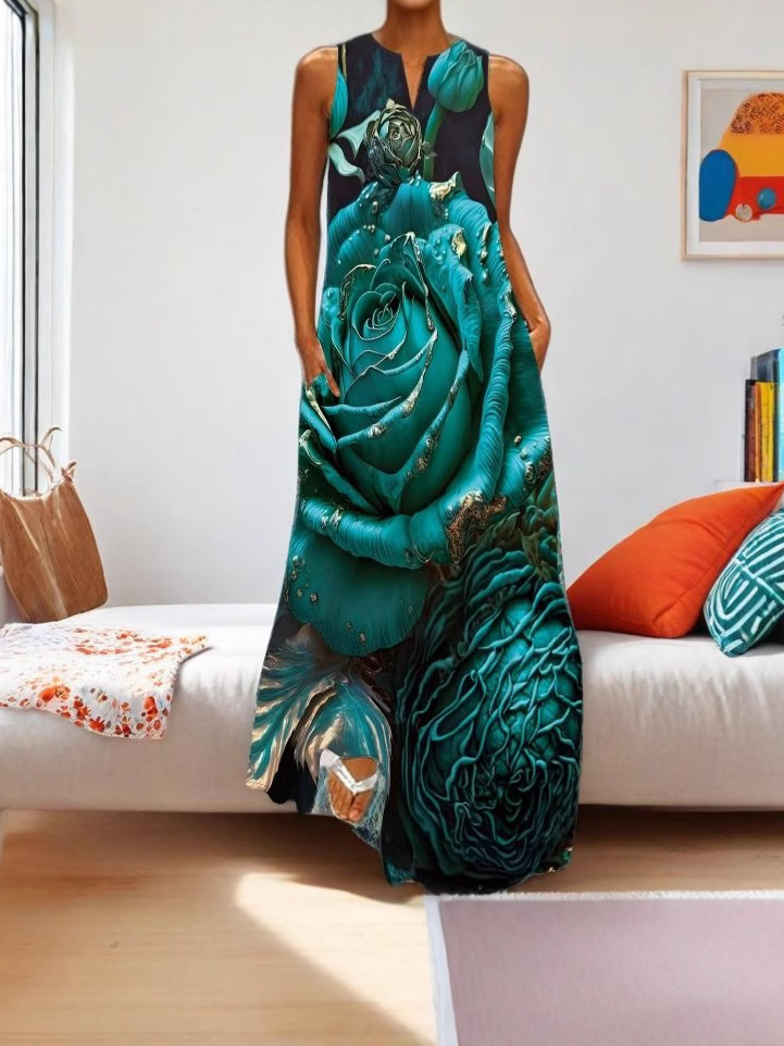 Trend elegant long summer dress with sleeves sleevless