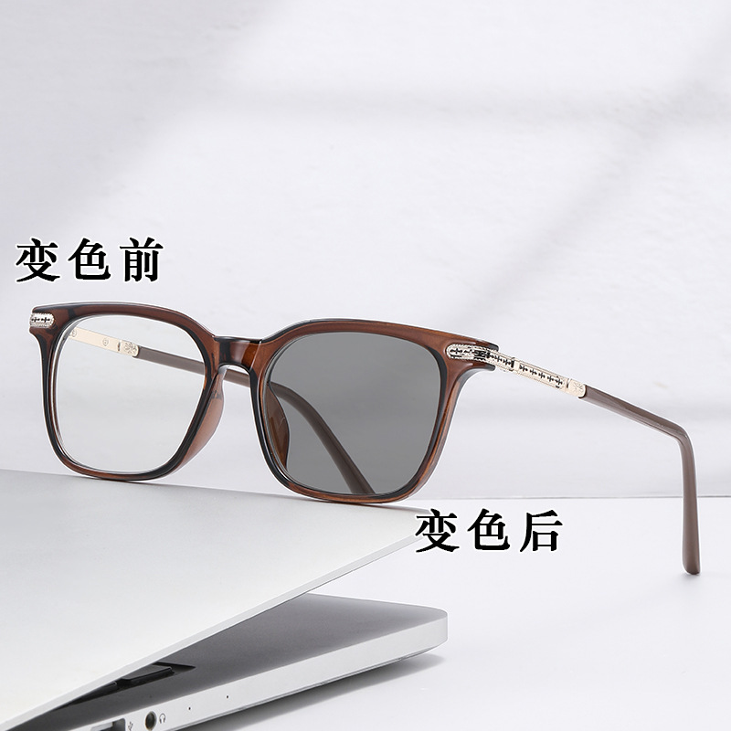 高级感感光变色近视眼镜跨境时尚百搭网红防蓝光眼镜复古架近视镜|undefined
