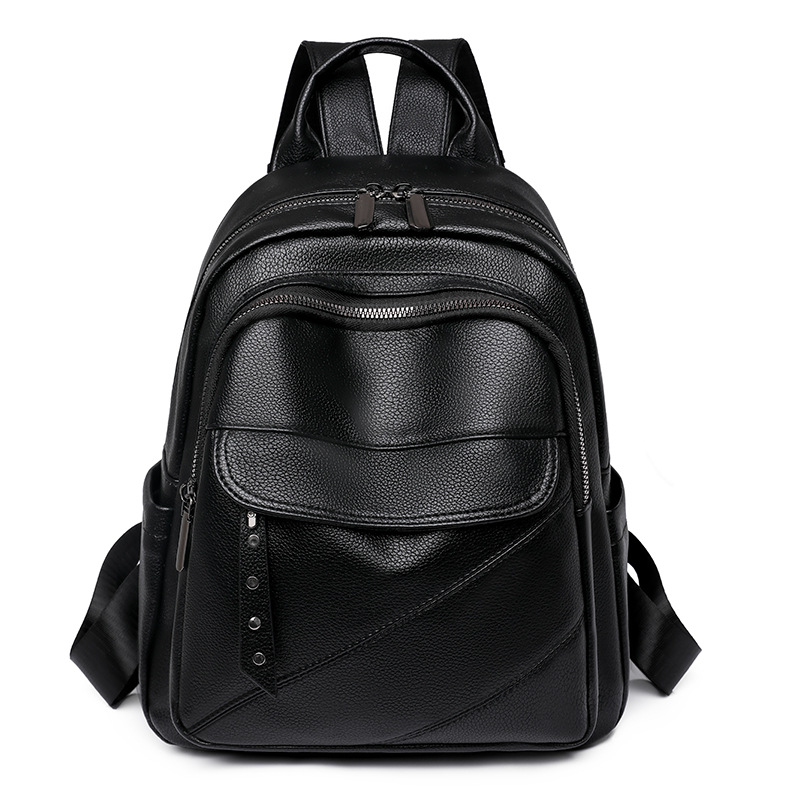 Transfronterizo exclusivamente para 2023 nueva mochila casual para mujer, mochila de viaje de color sólido de cuero suave de moda, bolso de mujer al por mayor