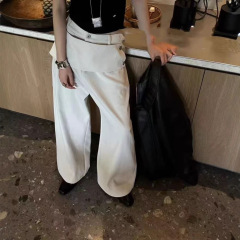 美式小众假两件工装休闲裤女秋季2025新款复古高腰修身显瘦直筒裤