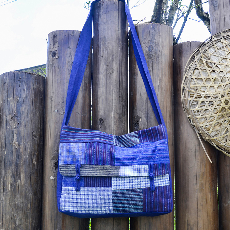 Danfeng fabric: Shanghai handwoven patchwork 80 s old schoolbag messenger bag retro shoulder bag