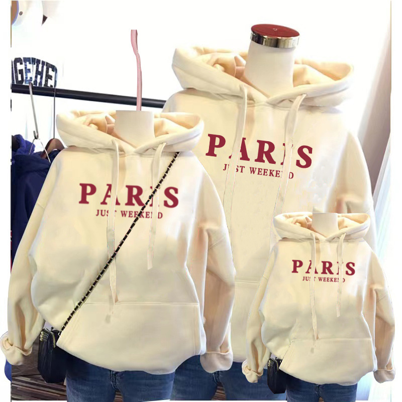 Padres e hijos usan un suéter de otoño de tres bocas 2023 nueva moda madre-hijo madre-hija Otoño e invierno abrigo de manga larga con forro polar estilo occidental