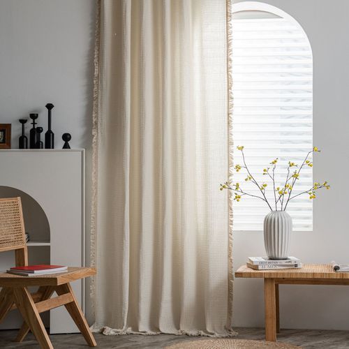 Emmenqi Yun Window Covering Set Honeycomb Solid Color American Kitchen Curtain Polyester Sheer Semi-Darkening Direct Manufacturer Supply