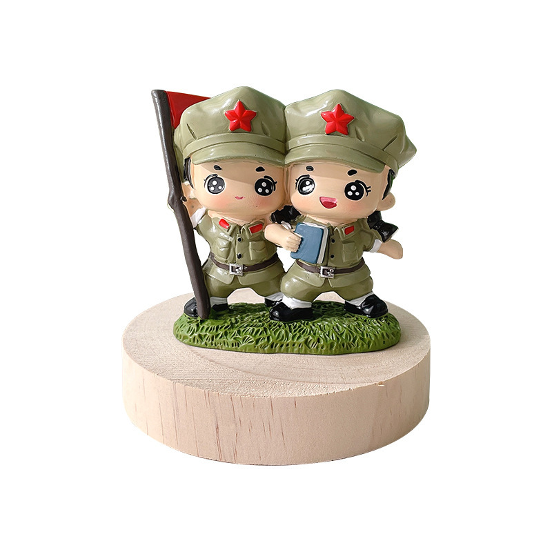 크리에이티브 어린이날 선물 장식품 붉은 군대 군인 형제 풍경 수지 장식품 수공예 장식품 생일 선물