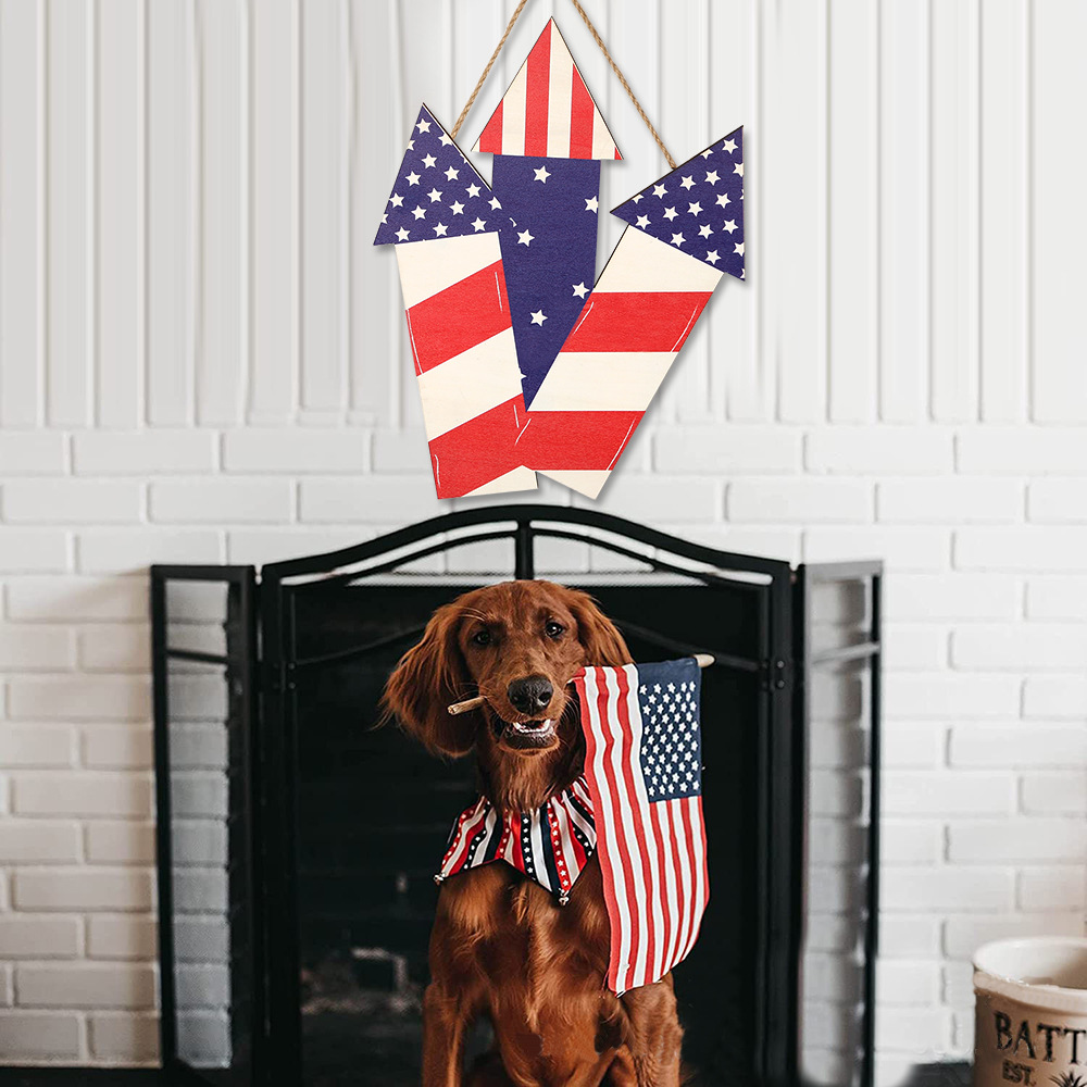 Letrero de madera del Día de la Independencia de Amazon, placa de madera con bandera estadounidense, decoración para fiestas americanas, letrero de bienvenida vintage para puerta, decoración colgante