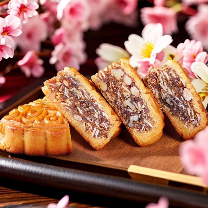 伍仁叉烧广式月饼五仁金腿咸蛋黄莲蓉休闲糕点零食广西大月饼包邮|undefined