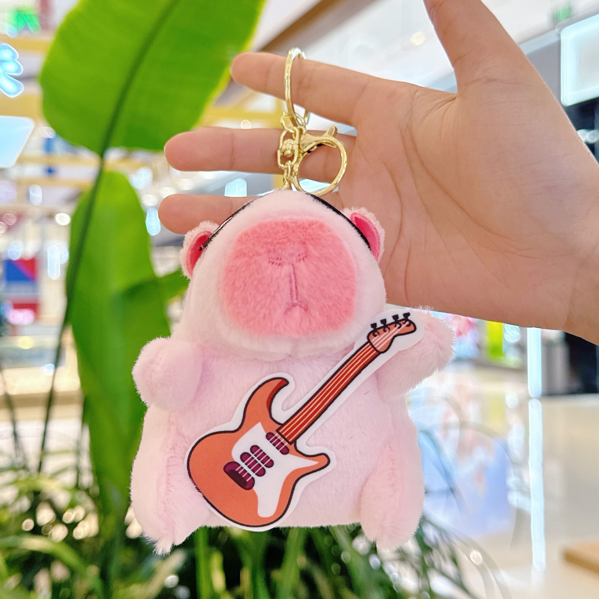 오렌지 기타 핑크 카피바라 + 골드 버클