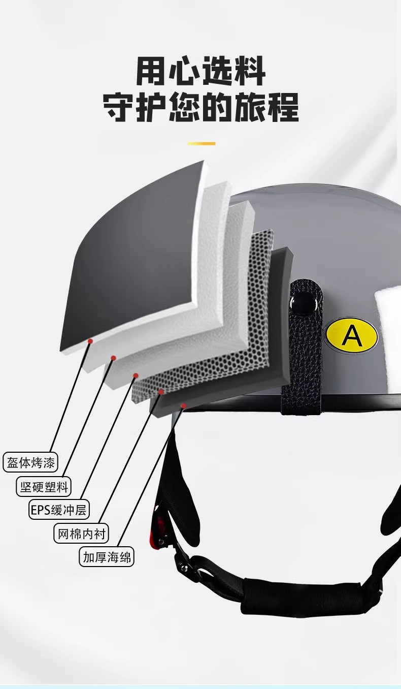 3C certified retro motorcycle helmet for men and women, summer scooter half helmet, electric vehicle helmet, Japanese-style scoop helmet