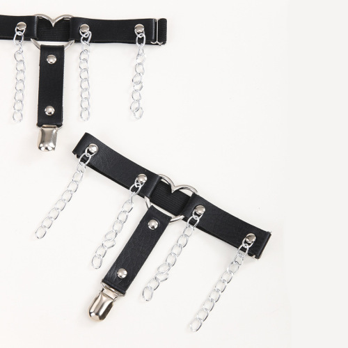 Cross-border women's sexy PU body decoration stocking clip body garter belt jk girl style decoration sexy leg ring belt