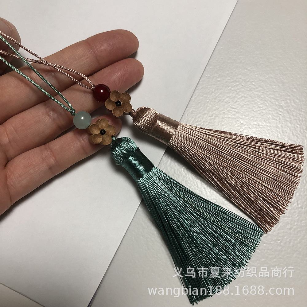 古风中国风手工流苏扇坠穗子扇子配件压襟手机挂件木雕花朵 (1