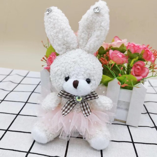 Factory direct sales Internet celebrity cute wedding dress Teddy rabbit pendant plush cute pet doll doll bag accessories key