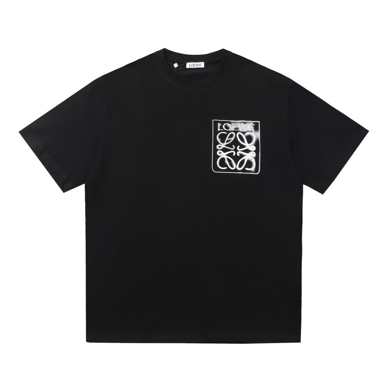 跨境25ss罗家高品质刺绣logo宽松纯棉短袖男女款圆领时尚百搭T恤|undefined