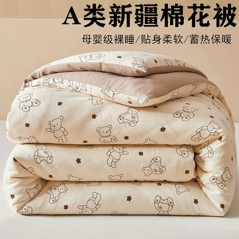 A类新疆棉大豆被子双层纱印花四季被加厚保暖冬被春秋被芯礼品被