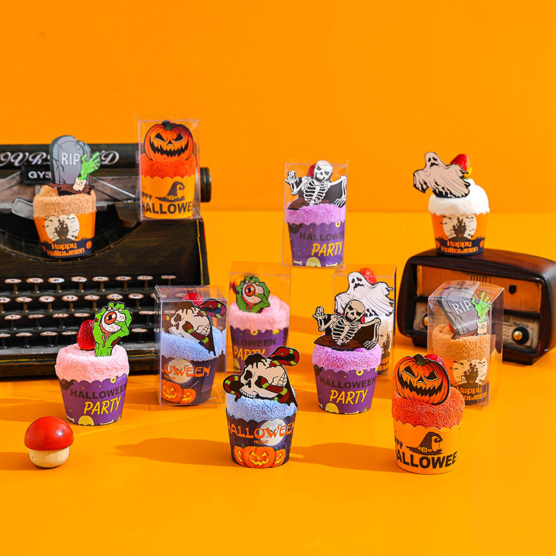 Halloween creative cake shape coral fleece towel gift ghost funny decoration activities small gifts