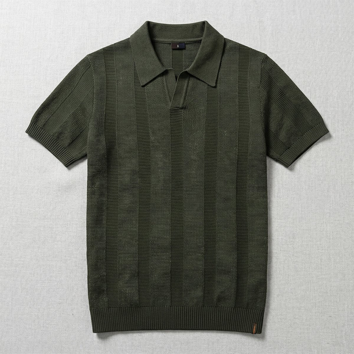 2025 New Summer Men's Polo Shirt Cut Out Stripesd Knitted Sweater European and American Style Breathable Casual Short Sleeves