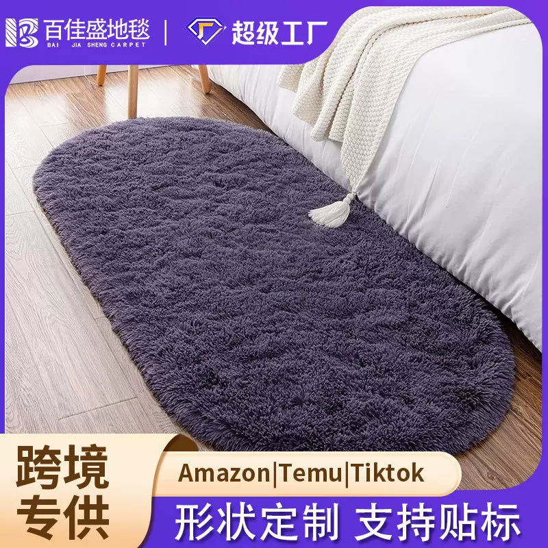 跨境批发丝毛地毯卧室耐脏易打理脚垫家用长毛客厅地毯柔软床边毯