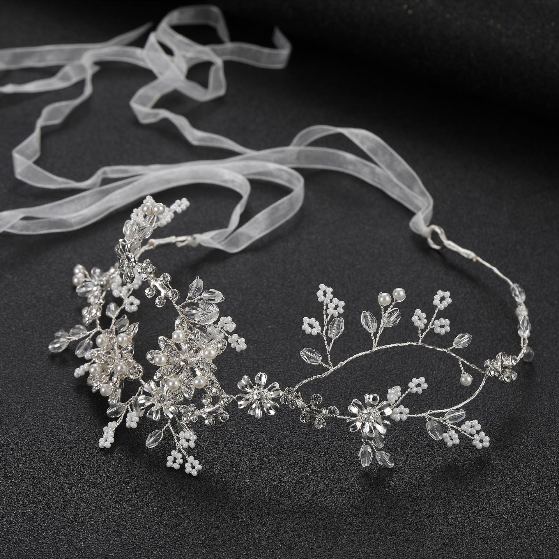 Fashion Bridal Wedding Hair Accessories Alloy Flower Pearl Hairbandpicture2