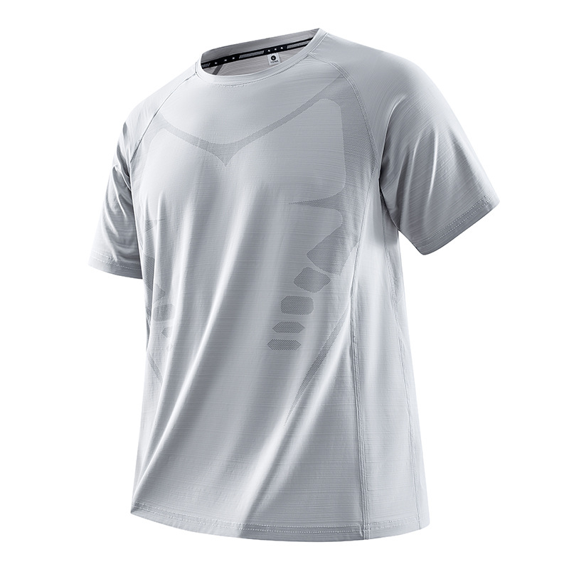 Schnelltrocknendes Sport-Set aus Eisseide für Herren, dünnes Sommer-T-Shirt mit Rundhalsausschnitt und kurzen Ärmeln sowie Shorts, Fitness- und Laufset in Übergrößen_voghion.com