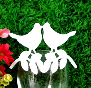 WISH laser hollow bird Cup piece White Hollow seat card wine glass decorative paper card Zhejiang wholesale