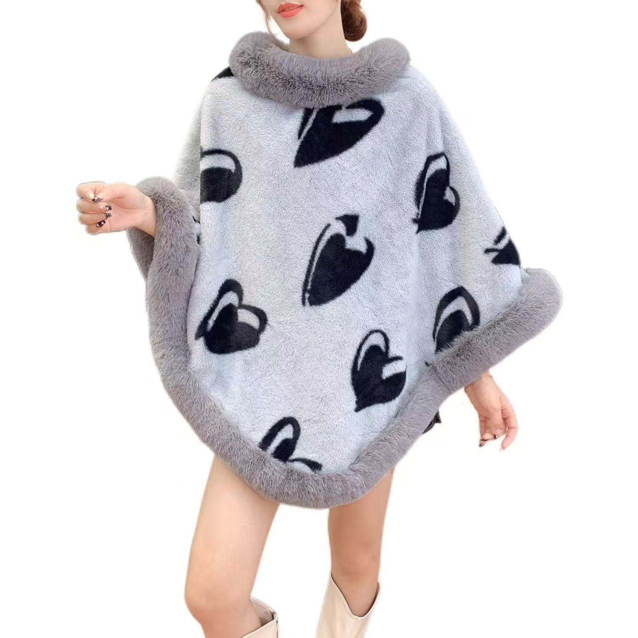 2025 otoño e invierno nuevo estilo ropa de mujer europea y americana Amazon crossover felpa amor estampado jersey moda de manga larga para mujer todo fósforo