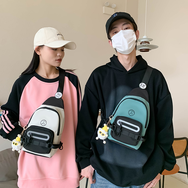 Bolsa de mensajero para niños de estilo coreano bolsa de pecho para niños guapos de moda bolsa de lona de gran capacidad para hombres y niñas
