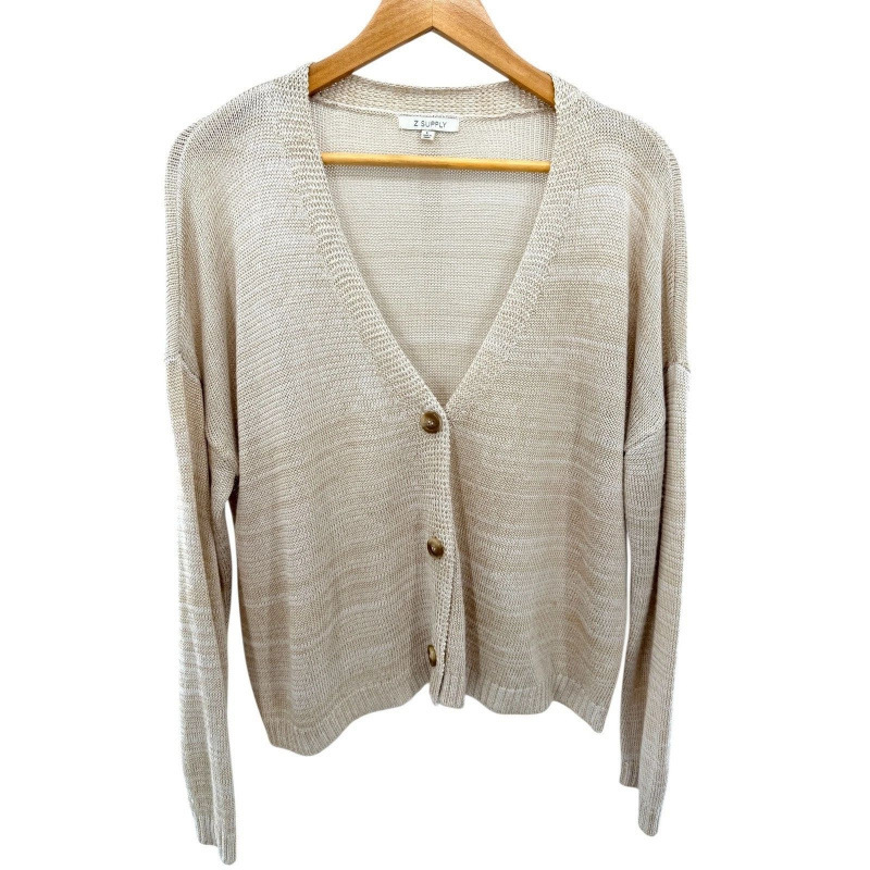 2026 European and American Women's Beige Space-Dyed Open-Knit V-Neck Button Cardigan Lightweight Sweater 2026 European and American Women's Beige Space-Dyed Open-Knit V-Neck Button Cardigan Lightweight Sweater