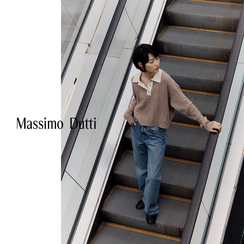 Autumn and Winter New Style Massimodutti2026 Women's Work Clothing Polo Collar Twist Long-Sleeved Sweater Knitwear Autumn and Winter New Style Massimodutti2026 Women's Work Clothing Polo Collar Twist Long-Sleeved Sweater Knitwear