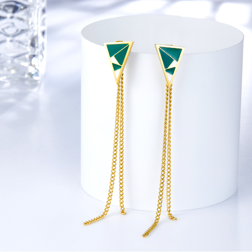 13g Weight Drop Earrings Classification 1 Pair Quantity Daily Occasion Stainless Steel Material Rhombus Pattern Women'S Gender Plating Design Fashion Style Fashion Rhombus Stainless Steel Plating Drop Earrings 1 Pair 28