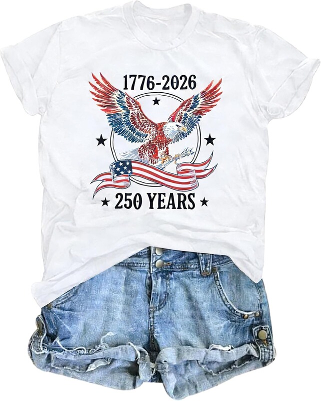 Cross-Border European Size Usa 250Th Anniversary Shirt Women's July 4Th Eagle T-Shirt 1776-2026 250 Years Cross-Border European Size Usa 250Th Anniversary Shirt Women's July 4Th Eagle T-Shirt 1776-2026 250 Years