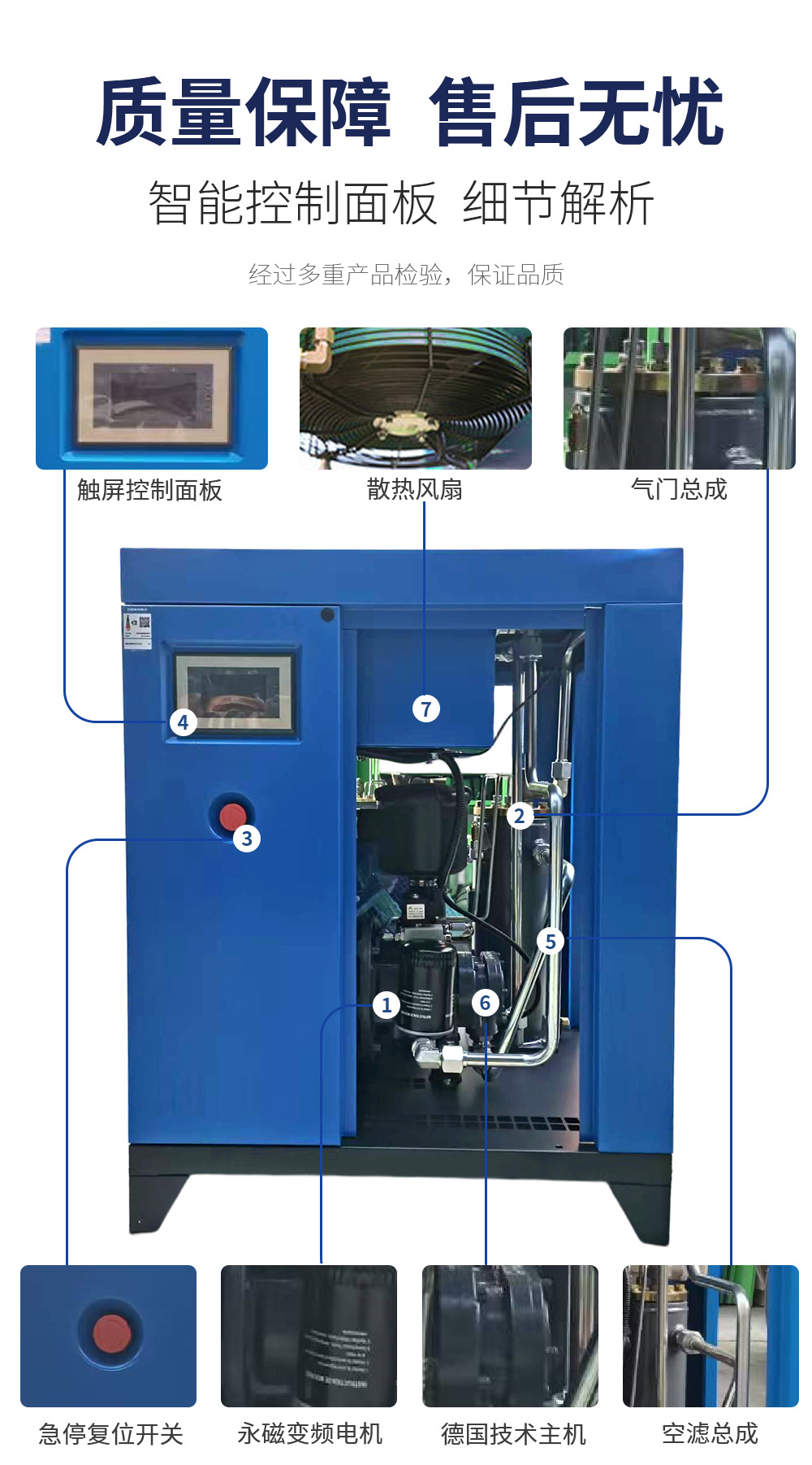 Permanent Magnet Variable Frequency Screw-Type Air Compressor 7.5Kw 15Kw Large Industrial-Grade Air Compressor Small Air Compressor