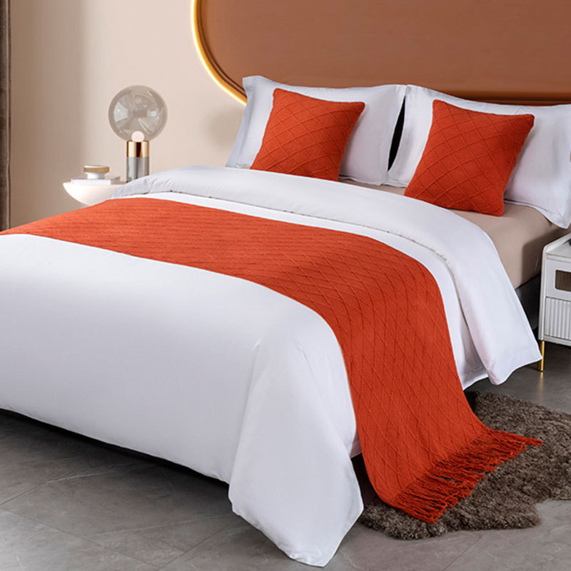Bandera de cama toallas de cola de cama residencial hotel de lujo cubierta de cama doméstica nueva habitación modelo chino toallas de cama de color sólido