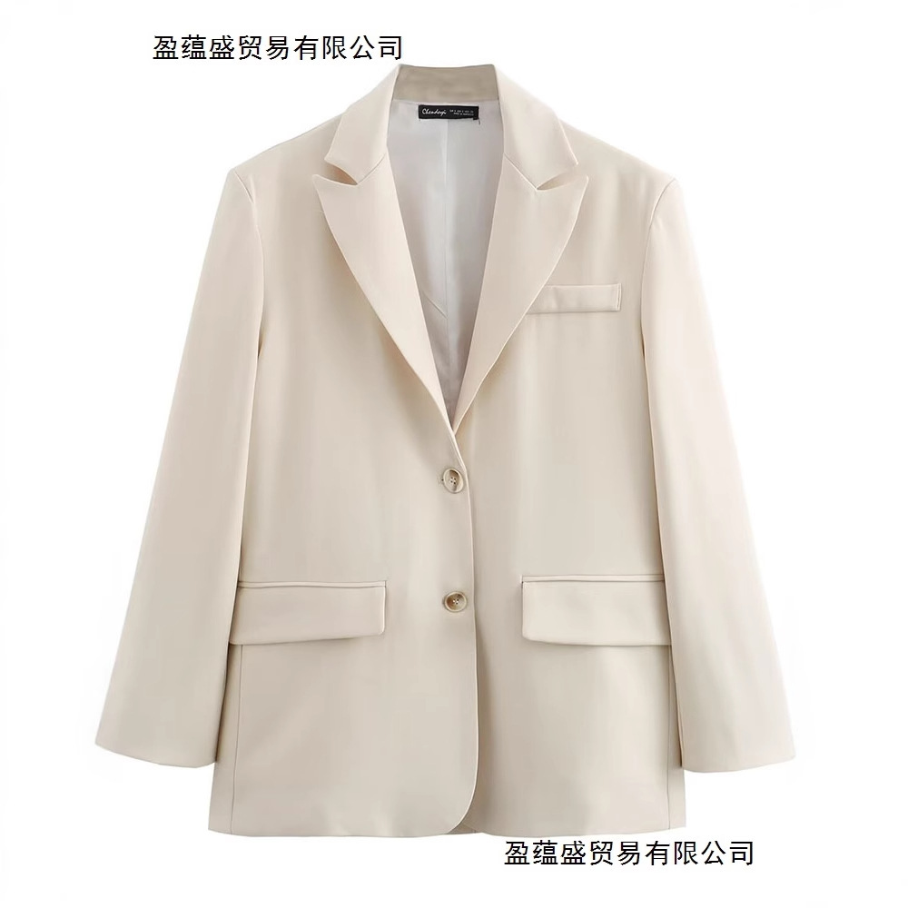 Zatrax2024 European and American Spring New European and American Style Women's Casual Simple Loose Suit Jacket Top