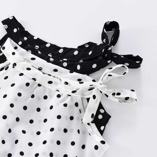 Girls sling suit children's summer clothes Korean version girls polka dot sling 2024 new chiffon suit baby children's clothing