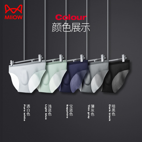 Catman men's underwear ice silk seamless briefs summer breathable quick-drying shorts transparent ultra-thin sexy men's underwear