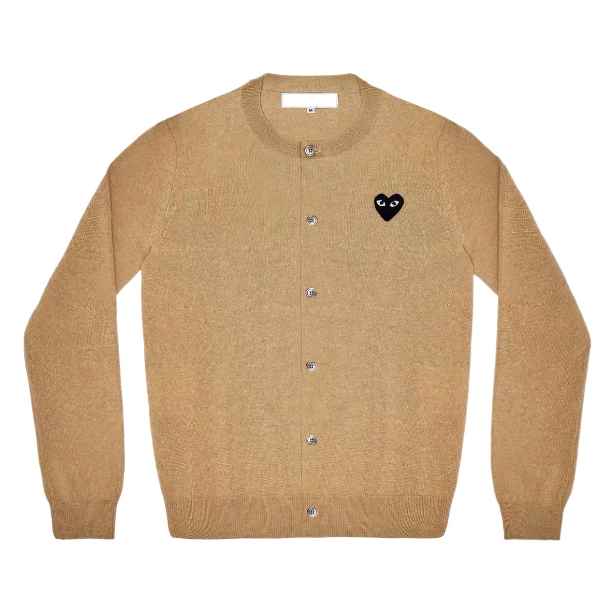 High-Quality 100% Pure Wool Heart-Shaped Cardigan with Round Neck, Lingchuan Knitted Sweater, Long-Sleeve Sweater Coat for Women with Embroidered Hearts