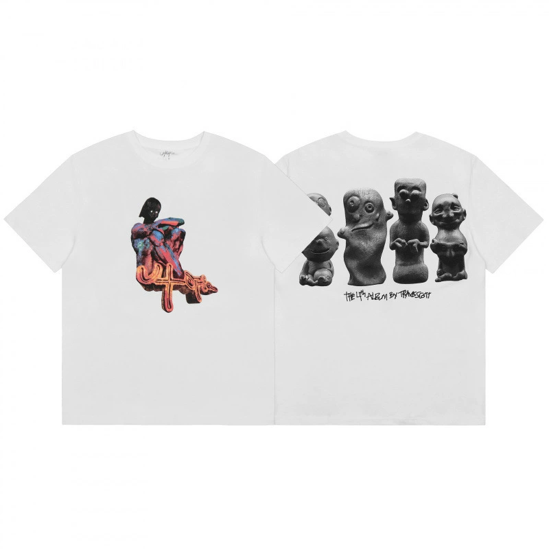 Travis Scott Cactus Jack Модная физиономия Роза стела рисунок повседневная футболка с коротким рукавом