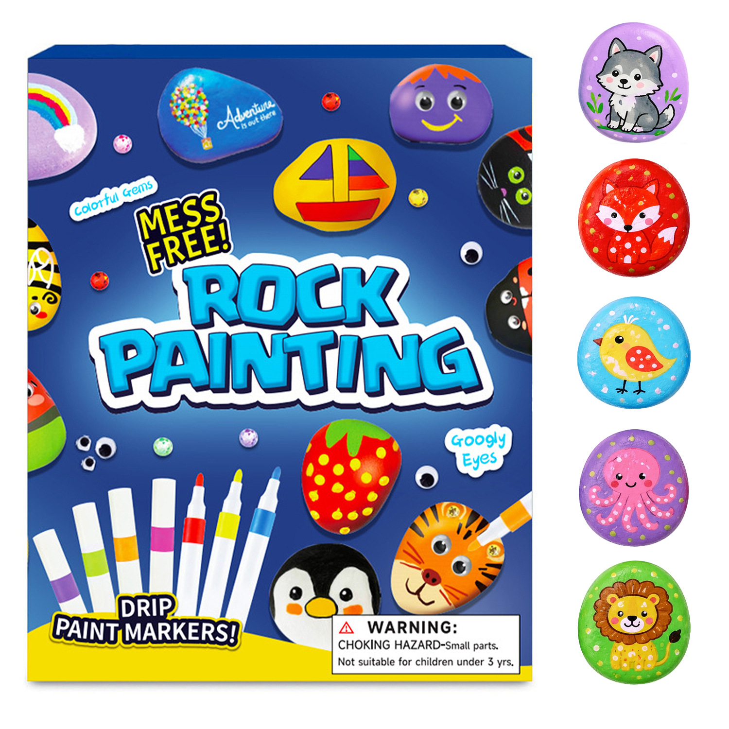 Cross-border Hot Sale Hand-painted Stone suit Children's Science and Education Toys Stone Multicolor Painted suit Creative Graffiti Painted