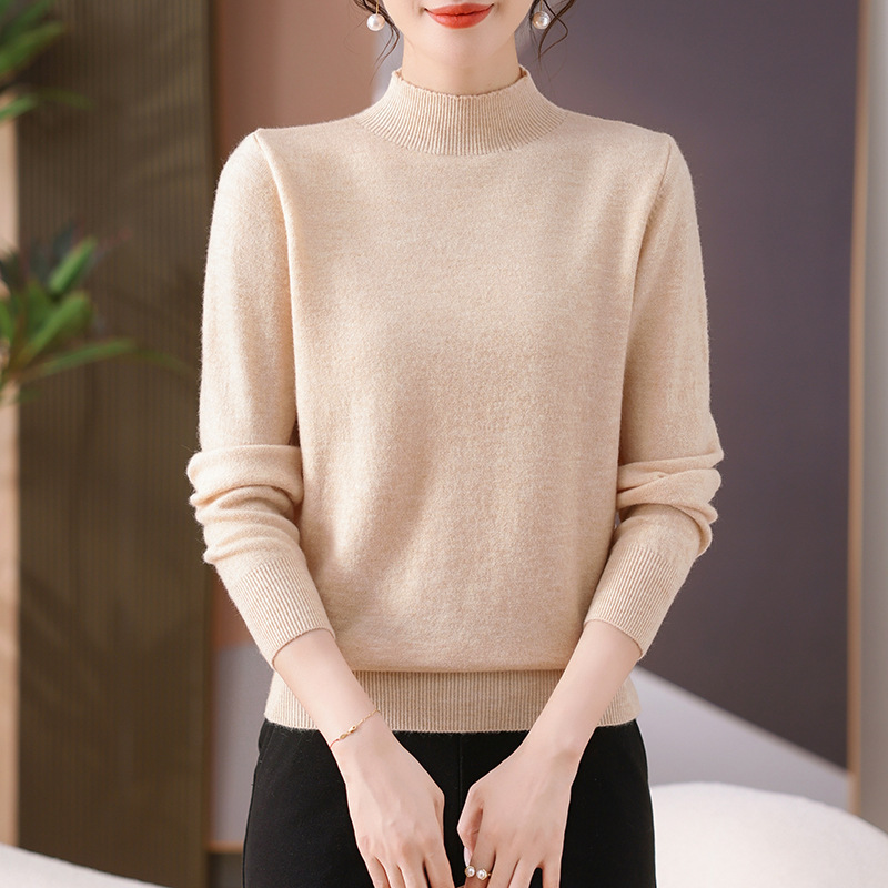 2024 Spring and Autumn New National Style Mother's Western Style Base Shirt Long Sleeve Sweater Middle-aged and Elderly Cheongsam Collar Knitted Shirt