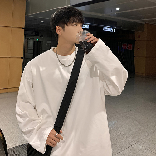 Men's Spring and Autumn Long Sleeve T-Shirt 2025 Trend Brand Ins Inner Layer Loose Casual Base Shirt Versatile Round Neck Top