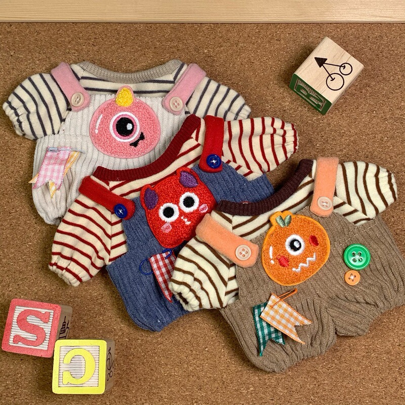 [Ready Stock, Quick Delivery] Little Monster Overalls, Labubu Cotton Doll Clothes, Cute Plush Cartoon Version Clothes