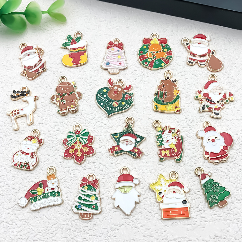 1 Piece 20 PCS/Package 16x23mm 17x22mm Alloy Christmas Tree Santa Claus Gingerbread Pendant display picture 3