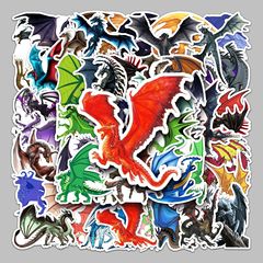50 sheets of dragon cartoon animal luggage stickers, waterproof doodle stickers, skateboard computer tablet cartoon decoration