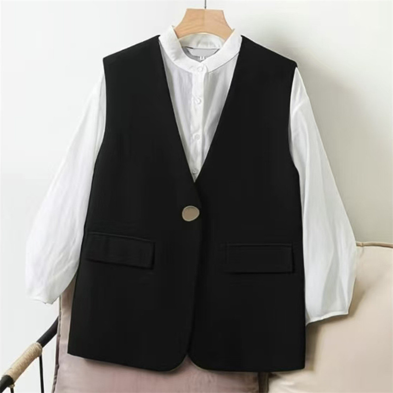 Women's Vest Spring Korean Style 2026 New Plus-Size Women's Clothing Spring and Autumn Suit Vest Jacket Short Vest Trendy Women's Vest Spring Korean Style 2026 New Plus-Size Women's Clothing Spring and Autumn Suit Vest Jacket Short Vest Trendy